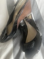 Marks & Spencer Black Patent Wedge Sandals Size 6