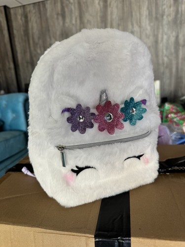 White fluffy unicorn bag - fluffy,