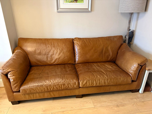 Halo gable tan leather sofas - halo, 2
