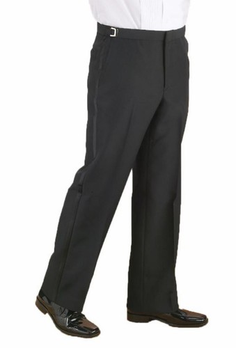 Black flat front satin - flat,