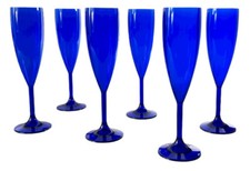 Champagne Flute - Royal Blue Reusable Polycarbonate Plastic - 187 ml - Pack of 6