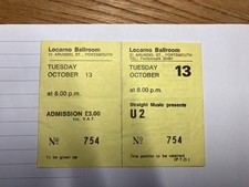 U2 October Tour Portsmouth Locarno Ballroom 1981 Very Rare Full Ticket