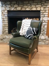 Green Vintage Leather Wingback