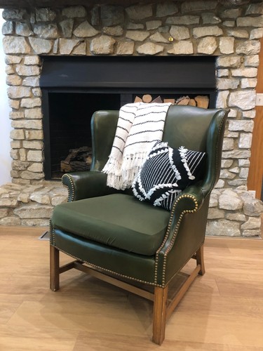 Green vintage leather wingback - vintage,