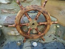 Ships wheel Mango Wood 18" across- Wooden & Brass maritime Pirate Very Nice Gift