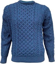 Irish 100% Merino Wool Aran Jumper - Unisex Winter Sweater Gift -Long Sleave