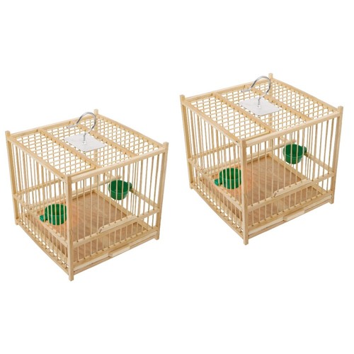 Beige bamboo bird cage indoor - beige,
