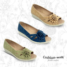 Womens Wide Peep Toe Low Wedge
