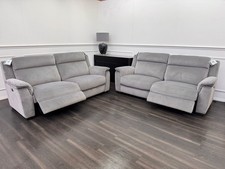 Furniture Village 3+3 Seater Sofa Set Power Recliner Grey Velvet