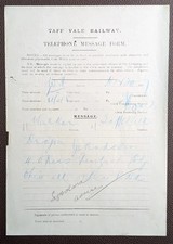 1901 Taff Vale Railway Telephone Message Form