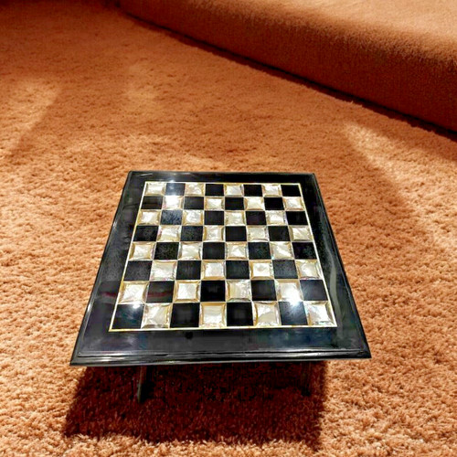 Black marble square chess side - marble,