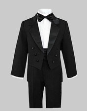 BOYS , RING BEARER TUXEDOS With TAILS, BLACK, Size: 6 ( 5-6 years)