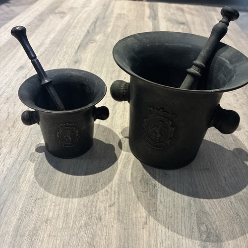 Antique brass mortar and - mortar,