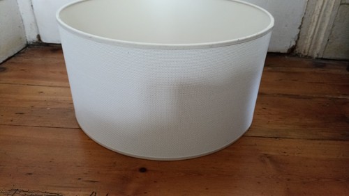 White fabric drum lamp shade - ,