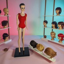 Original Mattel 1960's Fashion Queen Barbie and Wig Stand VGC