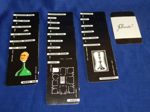 Cluedo cards spare - cluedo,