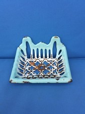 French Antique Cast Iron Enameled Soap Dish Holder