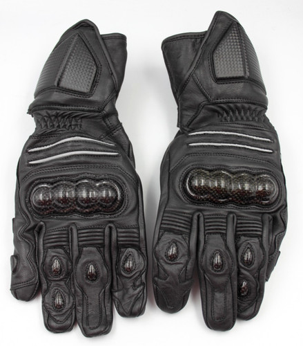 Crane black leather gloves - leather, gloves-
