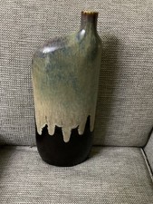Studio pottery fat lava style vase,dripware vase,height 15.5”