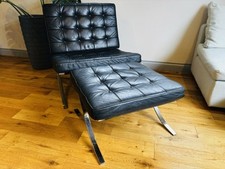 Black Barcelona Chair And Foot Stool