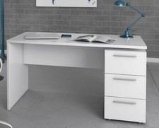 Home & Office Computer Desk, White Furniture Table With 3 Drawers