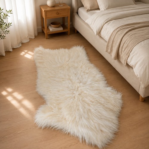 Natural sheepskin rug genuine - natural,