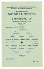 1959/60 Seanglian League - GRAVESEND & NORTHFLEET Reserves v. BRENTFORD 'A' s/s
