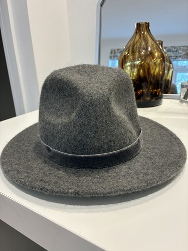 Grey wool felt fedora hat - wool,