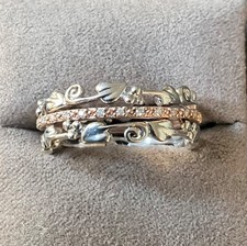 Clogau Am Byth Diamond ring size R in silver and rose gold RRP £500