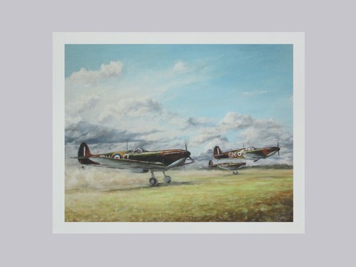 Spitfire scramble art print - spitfire, print-