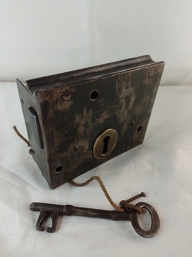 Antique door rim lock with - lock,