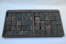 59 vintage wooden printers drawer & large type letterpress letter blocks 