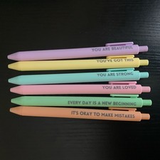6 Motivational Pen Set black