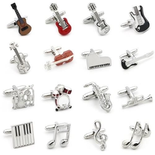 Guitar cufflinks brass music - brass,