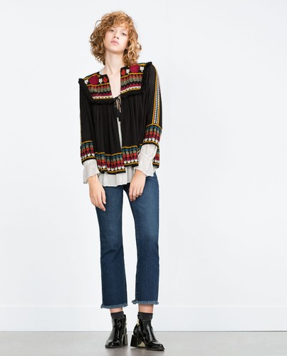 Zara women black - women's, embroidered