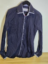 Mens Jiggler Lord Berlue Shirt, Navy Size M size 4 20" Pit 29" Long Formal Smart