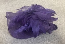 CC Purple Fascinator Hat Wedding Headband Races Occasion MOB Feathers
