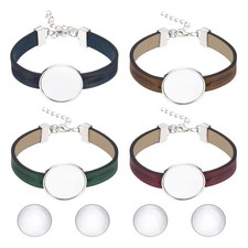 Bracelet Blanks for Jewelry Making 4pcs 25mm Green/Red/Blue/Orange/Silver