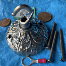 69mm vintage CEILING ROSE chandelier hook SILVER 1950s Old Chrome or Nickel Look