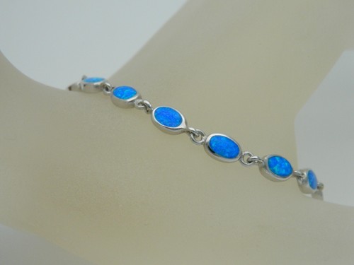Sterling silver blue opal - opal, oval
