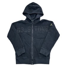 Stone Island Hoodie Full Zip Big Logo Junior Black Sweatshirt 10/140