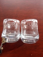 PAIR OF JURA WHISKY SHOT GLASSES - PUB BAR HOME SINGLE MALT WHISKEY
