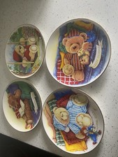 Royal Stafford Fine Bone China Made For Avon Bear Plates X 4 Lovely Condition