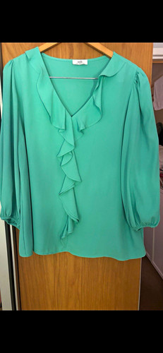 Ladies green solid chiffon
