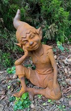 Cast Iron Seated Pixie Elf