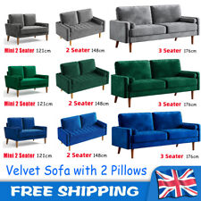 2/3/4 Seater Velvet Sofa with 2 Pillows Modern Couch Love Seat Settee Home