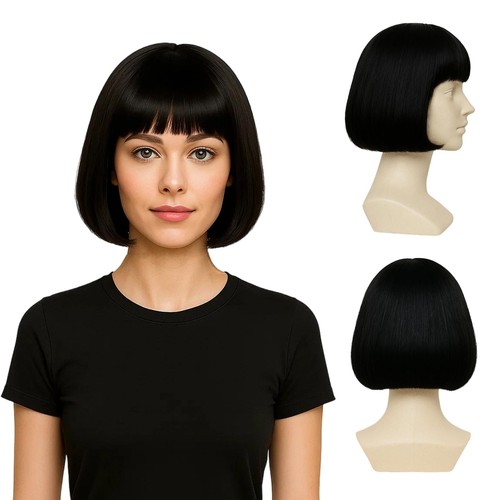 Black bob wig - black,
