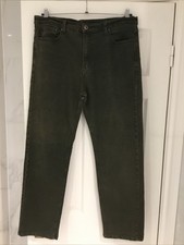 COTTON TRADERS Dark Olive Green Straight Leg Jeans - size (W) 36” x (L) 30"