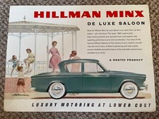 HILLMAN MINX DE LUXE SALOON Car Sales Specification Sheet - Rare - Rootes