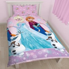 Disney Frozen Magic Single Duvet Set Quilt Cover Anna Elsa Olaf Girls Frozen Duv